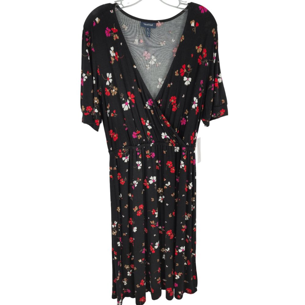 Modcloth Dress Black Floral Heart Pattern Valentine's Day Date Night XL NWT